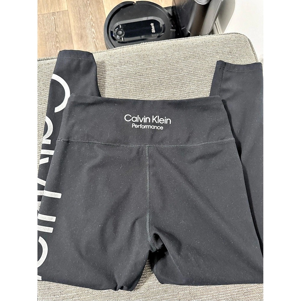 Calvin Klein Performance Black Logo Leggings Women Medium Stretch Athletic Pant